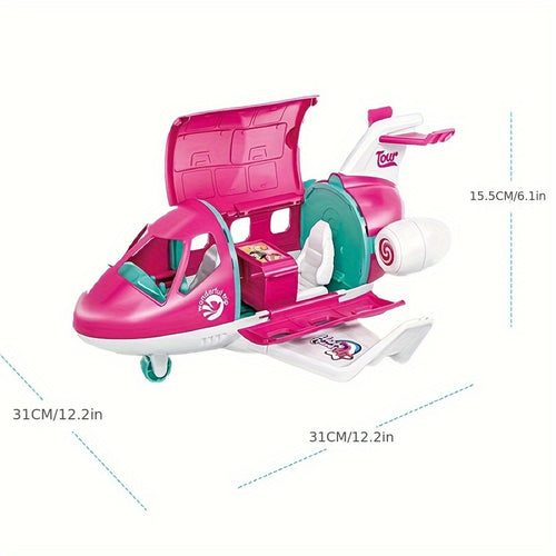 1 ensemble d'accessoires pour avion de poupée de mode, véhicule de rêve, voyage de poupée princesse, couleur rose, ensemble de jeu, comprenant une valise de voyage et des jouets pour animaux de compagnie (sans électricité) halloween, cadeau de noël
